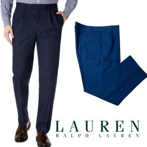 Lauren Ralph Lauren Men’s Classic-Fit Solid Navy Blue Pleaded Dress Pants 42x32